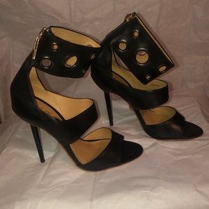 L.A.M.B. Black leather strappy heels size 7.5